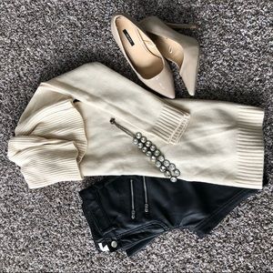 Forever 21 cowl neck cream sweater